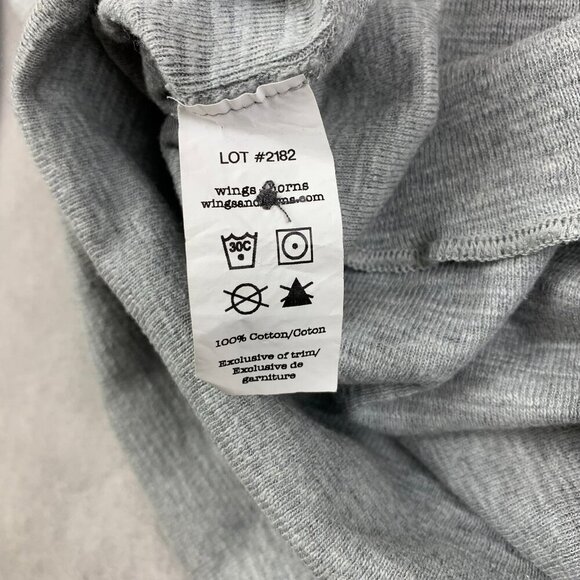 Wings + Horns Mens Shirt Large Gray Heather Slub Rib Henley Long Sleeve Knit - Picture 7 of 7